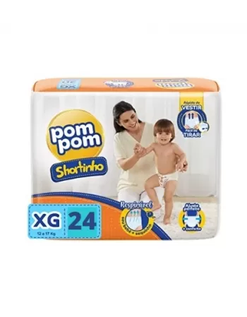 Fralda Pompom Shortinho Jumbo Xg - Com 24 Unidades