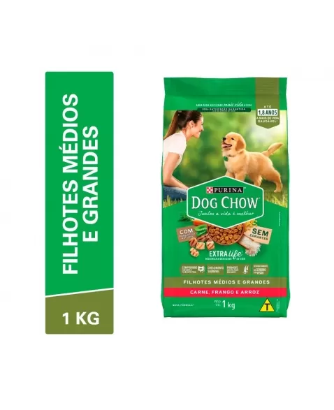 DOG CHOW EX.LIFE FILHOTE RAÇAS M/G CAR&AR 1KG