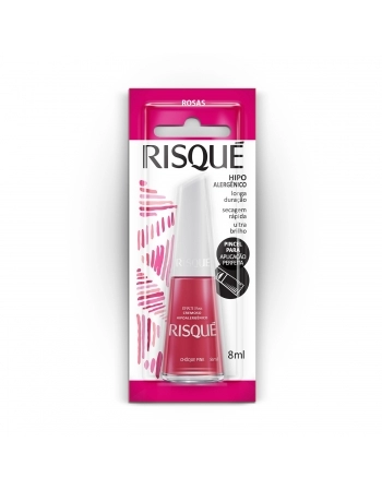 Esmalte Risqué Rosas Cremoso Choque Pink 8Ml - Caixa Com 6 Unidades Blister