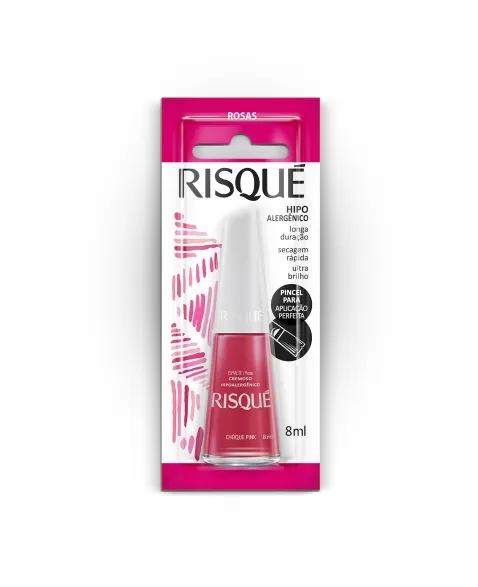 Esmalte Risqué Rosas Cremoso Choque Pink 8Ml - Caixa Com 6 Unidades Blister