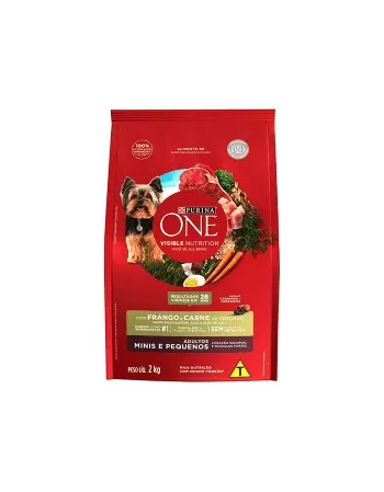 Ração Seca Dog One para Cachorros Adultos Minis e Pequenos - Sabor Frango e Carne 2Kg