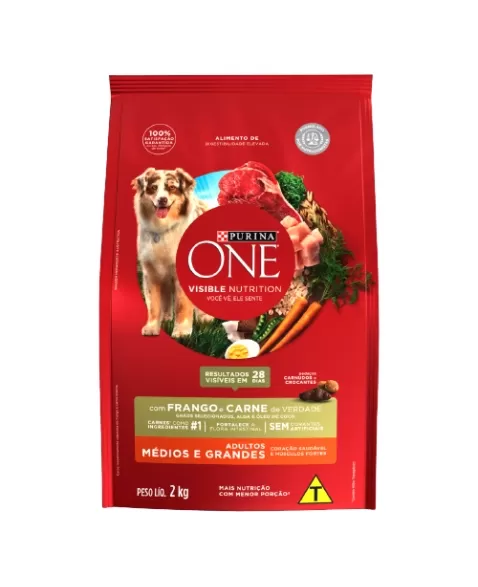 DOG ONE ADULTO RACAS M/G FRANGO&CARNE 2KG