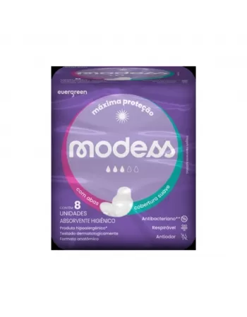 Absorvente Malha Suave Modess Com Abas - Com 8 Unidades