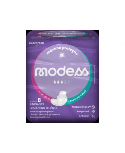 ABSORVENTE MALHA SUAVE MODESS C/ ABAS C/8