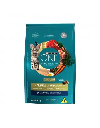 Ração Seca Cat One Para Gatos Filhotes Frango e Carne 2Kg