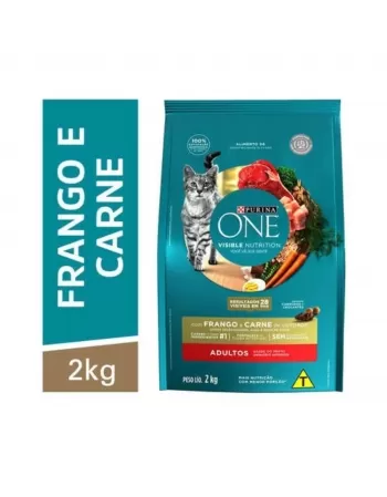 Ração Seca Cat One Para Gatos Adultos Frango e Carne 2Kg