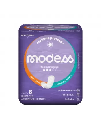 Absorvente Malha Suave Modess Sem Abas - Com 8 Unidades