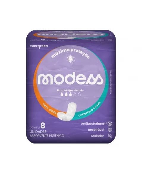 Absorvente Malha Suave Modess Sem Abas - Com 8 Unidades