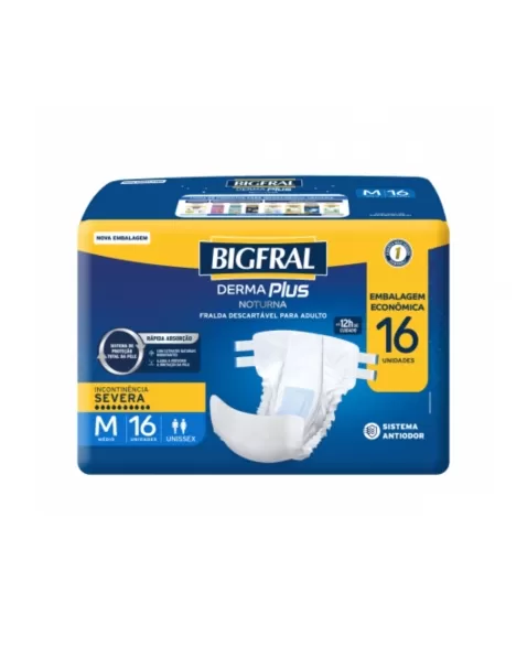 FRALDA BIGFRAL DERMA PLUS NOTURNA ECONOMICA *M C/16