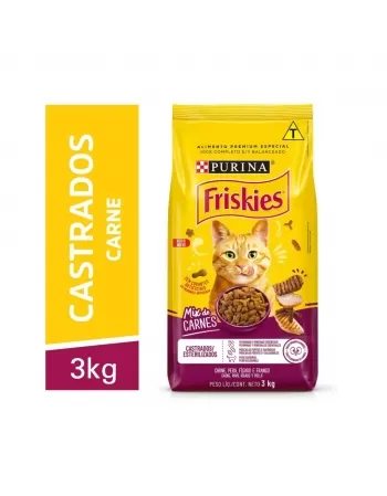 Ração Seca Friskies Mix de Carne para Gatos Castrados 3Kg