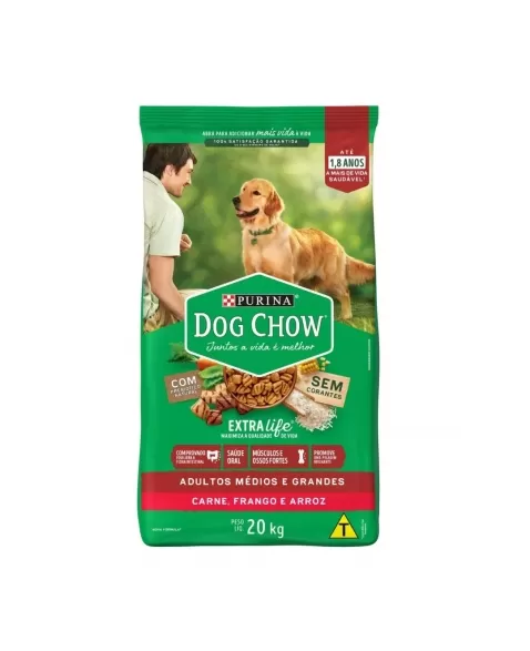 DOG CHOW AD EX.LIFE RAÇA M/G CARN.FR&ARR 20KG