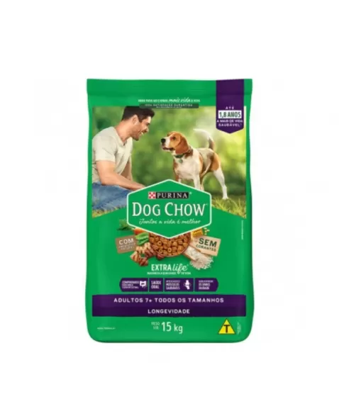 Ração Seca Dog Chow Pet Adulto 7+ - Sabor Frango E Arroz 15Kg