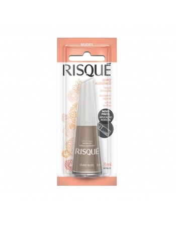 Esmalte Risqué Nude Metálico Ouro Nude 8Ml - Caixa Com 6 Unidades Blister