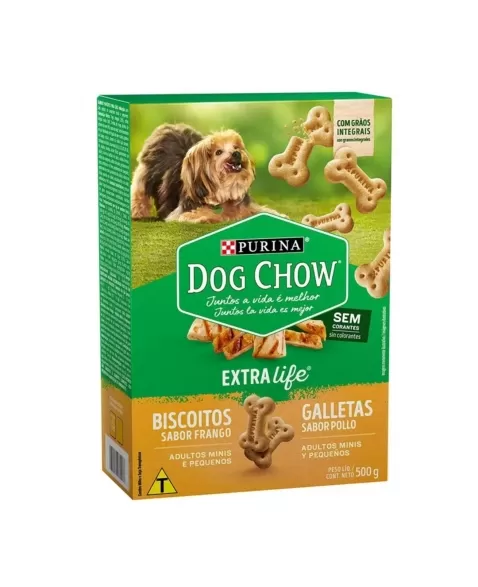 DOG CHOW BISCOITO ADULT MINI E PEQUENO 500G