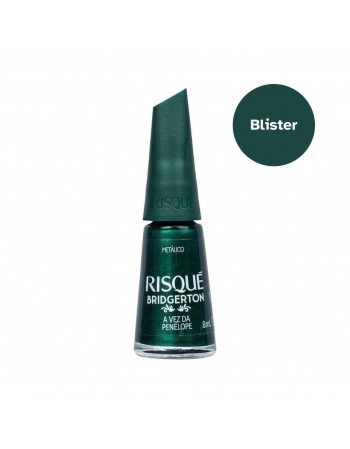 Esmalte Verde Risqué Bridgerton A Vez da Penélope Metálico 8ml Blister - Caixa com 6 Unidades