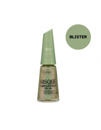 Esmalte Verde Risqué Bridgerton Uma Abelha Me Contou Metálico 8ml Blister - Caixa com 6 Unidades