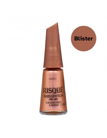 Esmalte Laranja Risqué Bridgerton Sua Majestade, a Rainha Metálico 8ml Blister - Caixa com 6 Unidades