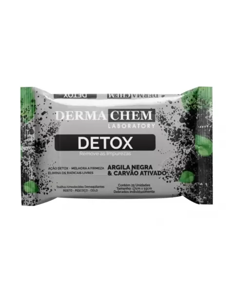 LENCO DEMAQUILANTE DERMACHEM DETOX ARGILA NEGRA 25UN