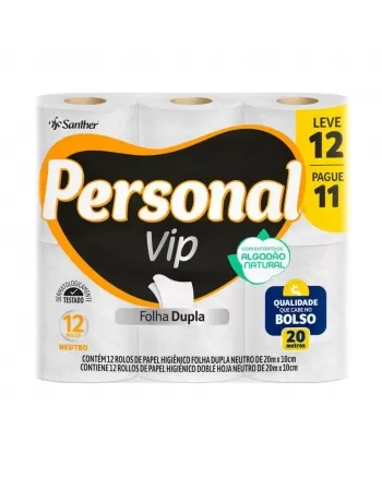 Papel Higiênico Personal Vip Neutro Folha Dupla Leve 12 Pague 11 Unidades