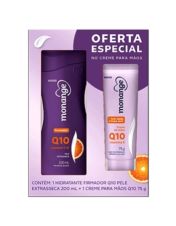 KIT HIDRATANTE MONANGE Q10 FIR PELE EX SECA 200ML+CREME MAOS 75G