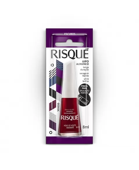 Esmalte Risqué Escuro Cremoso Hoje Só Volto Amanhã 8Ml - Caixa Com 6 Unidades Blister