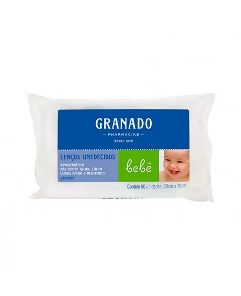 Lenço Umedecido Granado Bebê Lavanda 50 Unidades