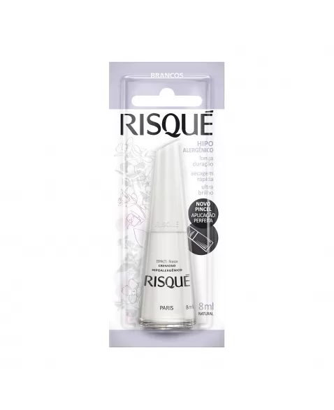 Esmalte Risqué Branco Cremoso Paris 8Ml - Caixa Com 6 Unidades Blister