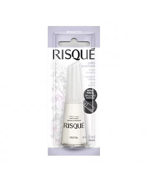 Esmalte Risqué Branco Cintilante Cristal 8Ml - Caixa Com 6 Unidades Blister