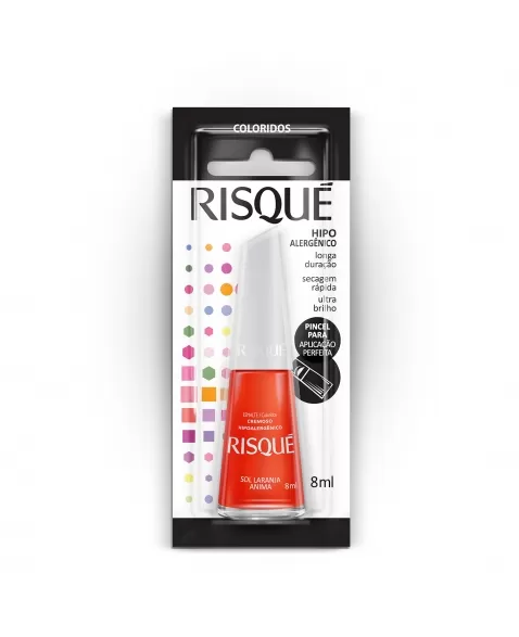 Esmalte Risqué Colorido Cremoso Sol Laranja Anima 8Ml - Caixa Com 6 Unidades Blister